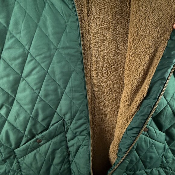 NWT Weatherproof 2XL Green Quilted High Pile Fleece Lined Full Zip Coat Winter - Picture 13 of 15